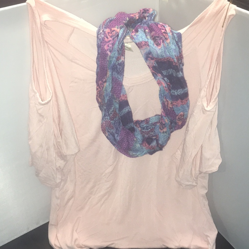 NEON SOUL Cold Shoulder Top With Infinity Scarf.